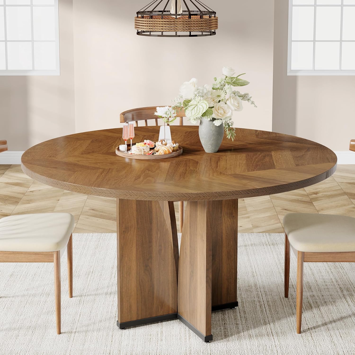 100 cm Esstisch aus Holz, Küchentisch im Landhausstil für 4 Personen