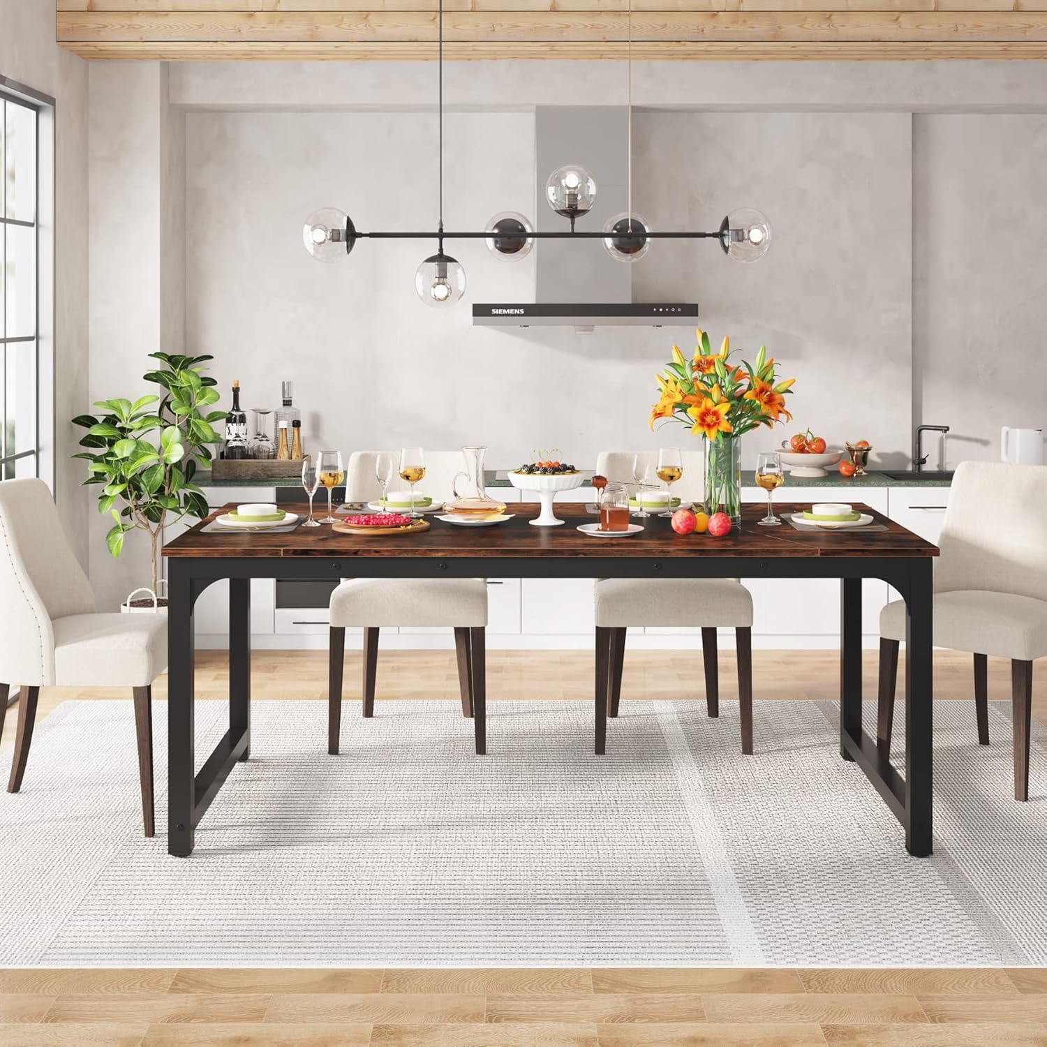 71" x 35.4" Industrieller Küchentisch für 6-8 Sitzer