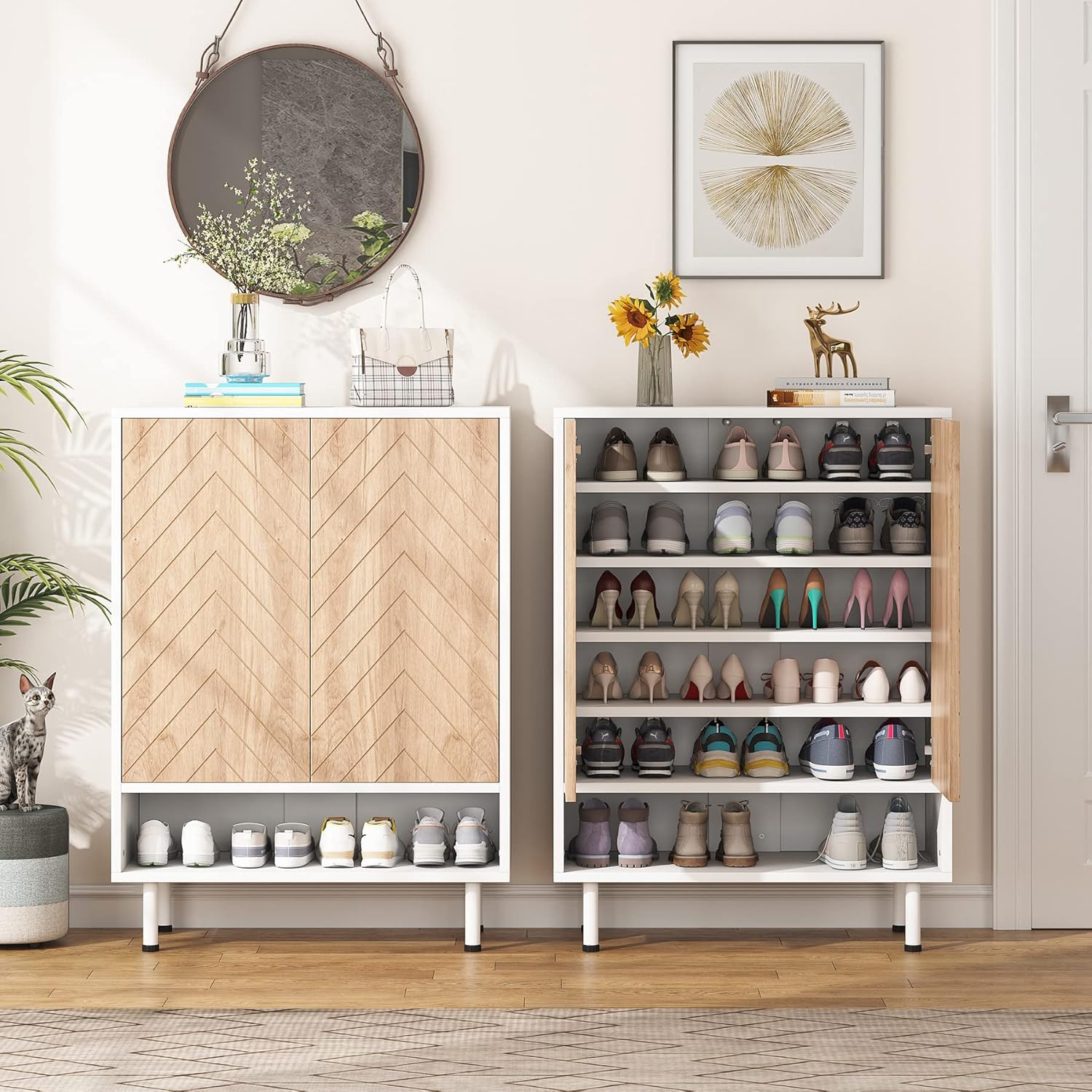 Großes Schuhregal mit 6 Ebenen, Schuh-Organizer für Eingangsbereich