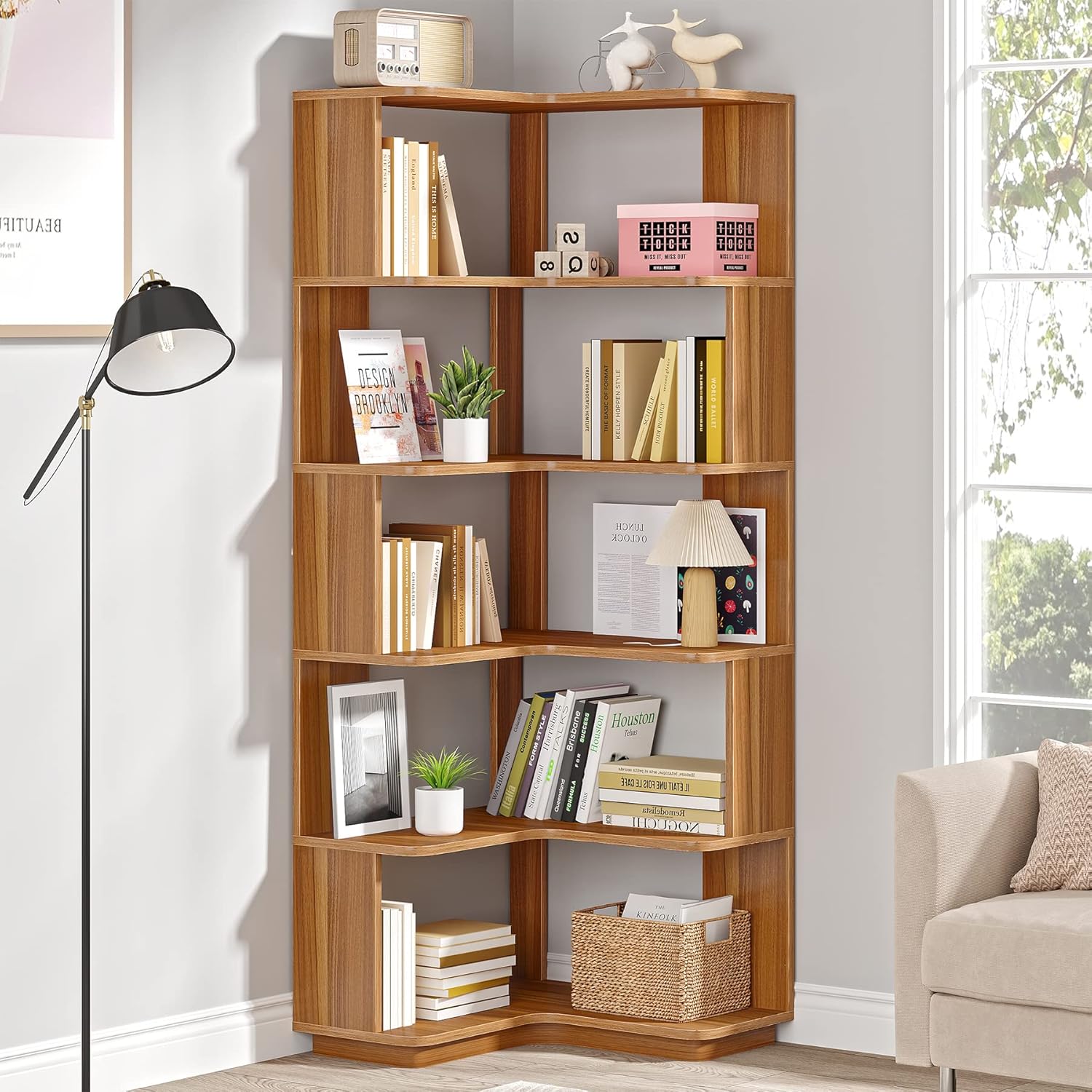 Eckregal, 6-stöckiges Bücherregal, Etagere-Lagerregal