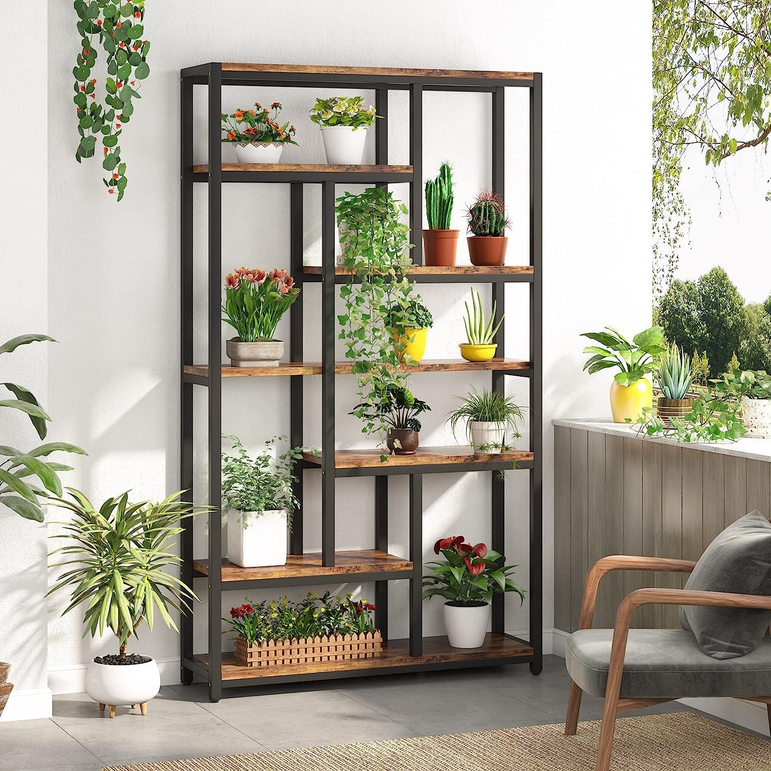 Freistehendes Bücherregal, 7 Ebenen Bücherregal Etagere Lagerregal