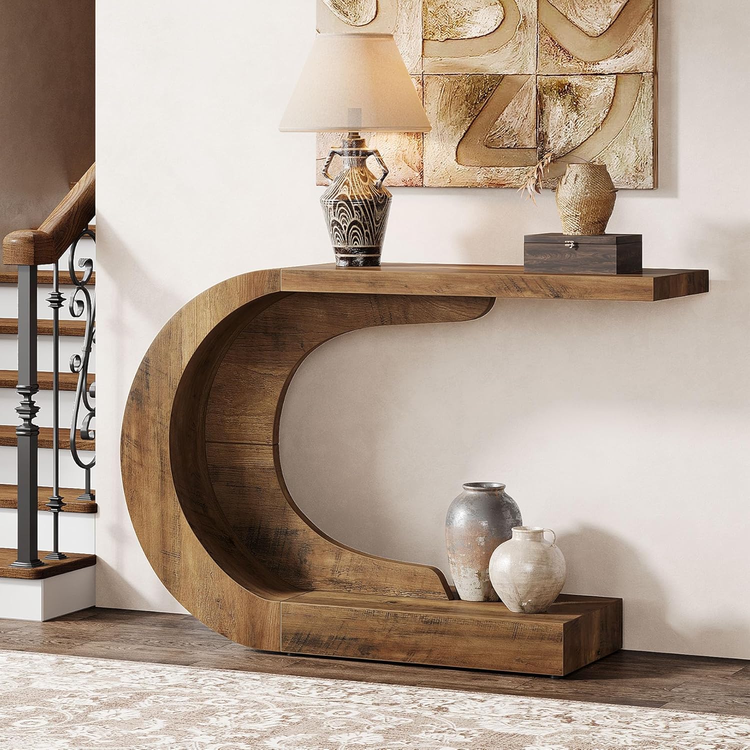 110 cm C-förmiger Mid-Century Modern-Konsolentisch für den Eingangsbereich
