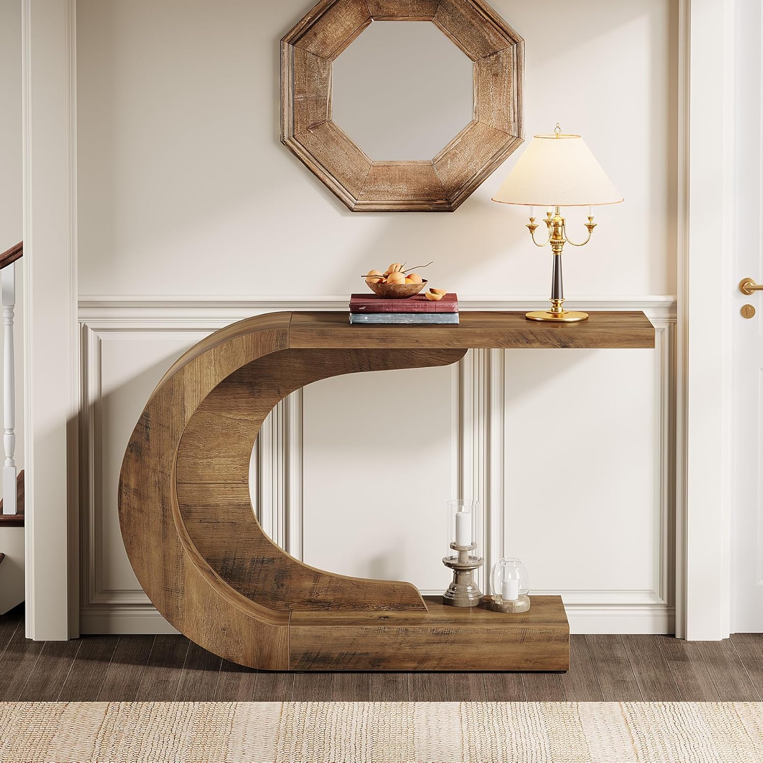 110 cm C-förmiger Mid-Century Modern-Konsolentisch für den Eingangsbereich