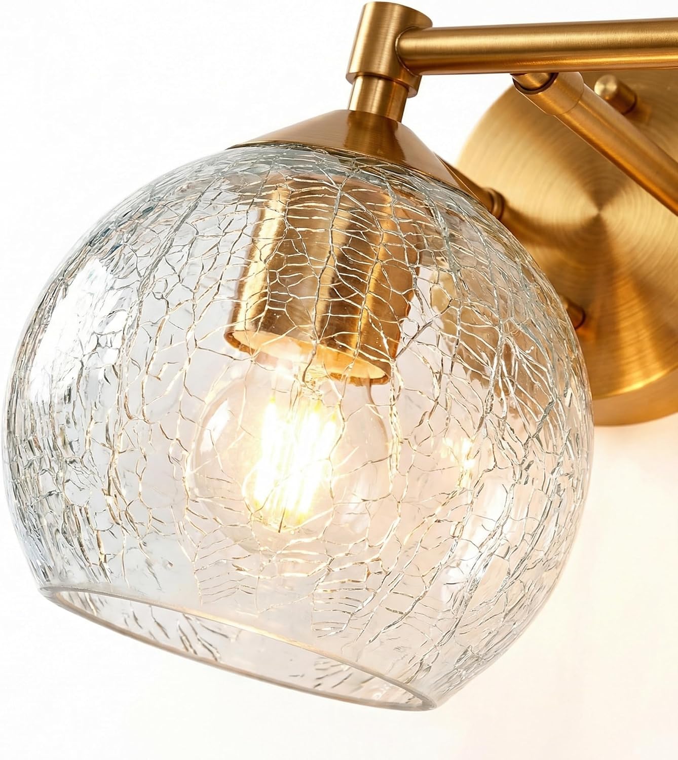 Tribesigns Goldene Badezimmer Wandleuchte 3-flammig mit Crackle-Glas Kugeln, Moderne Spiegelleuchte mit E27 Fassung inkl. LED Leuchtmittel