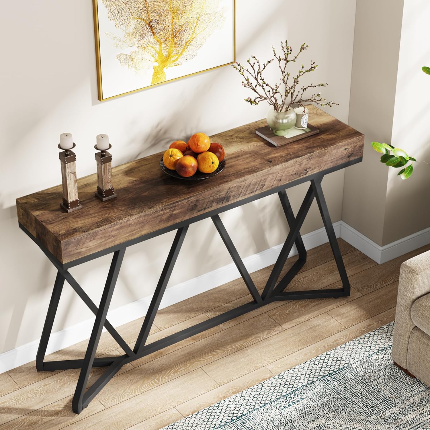 Konsolentisch im Landhausstil, 140cm Sofatisch, Eingangstisch aus Holz