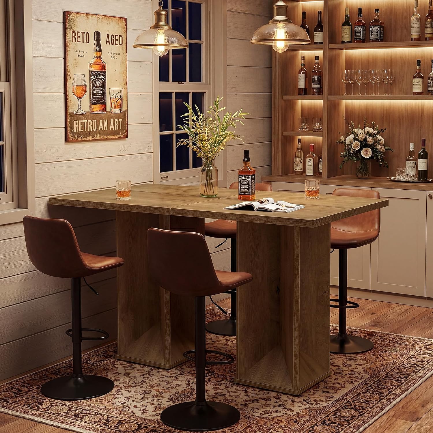 Tribesigns Quadratischer Bartisch 80 cm in Thekenhöhe, moderner Bistrotisch mit Säulenfuß für Küche, Esszimmer & Café