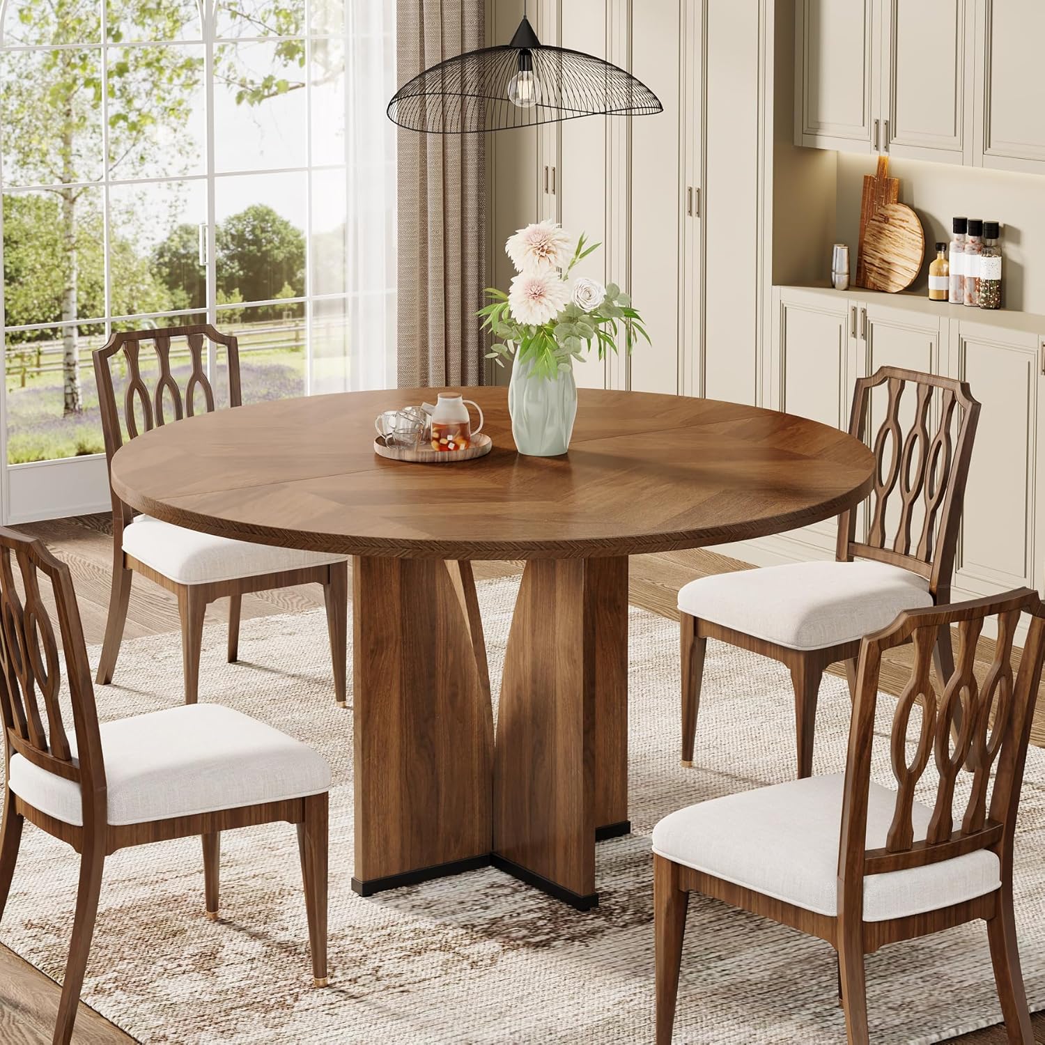 100 cm Esstisch aus Holz, Küchentisch im Landhausstil für 4 Personen