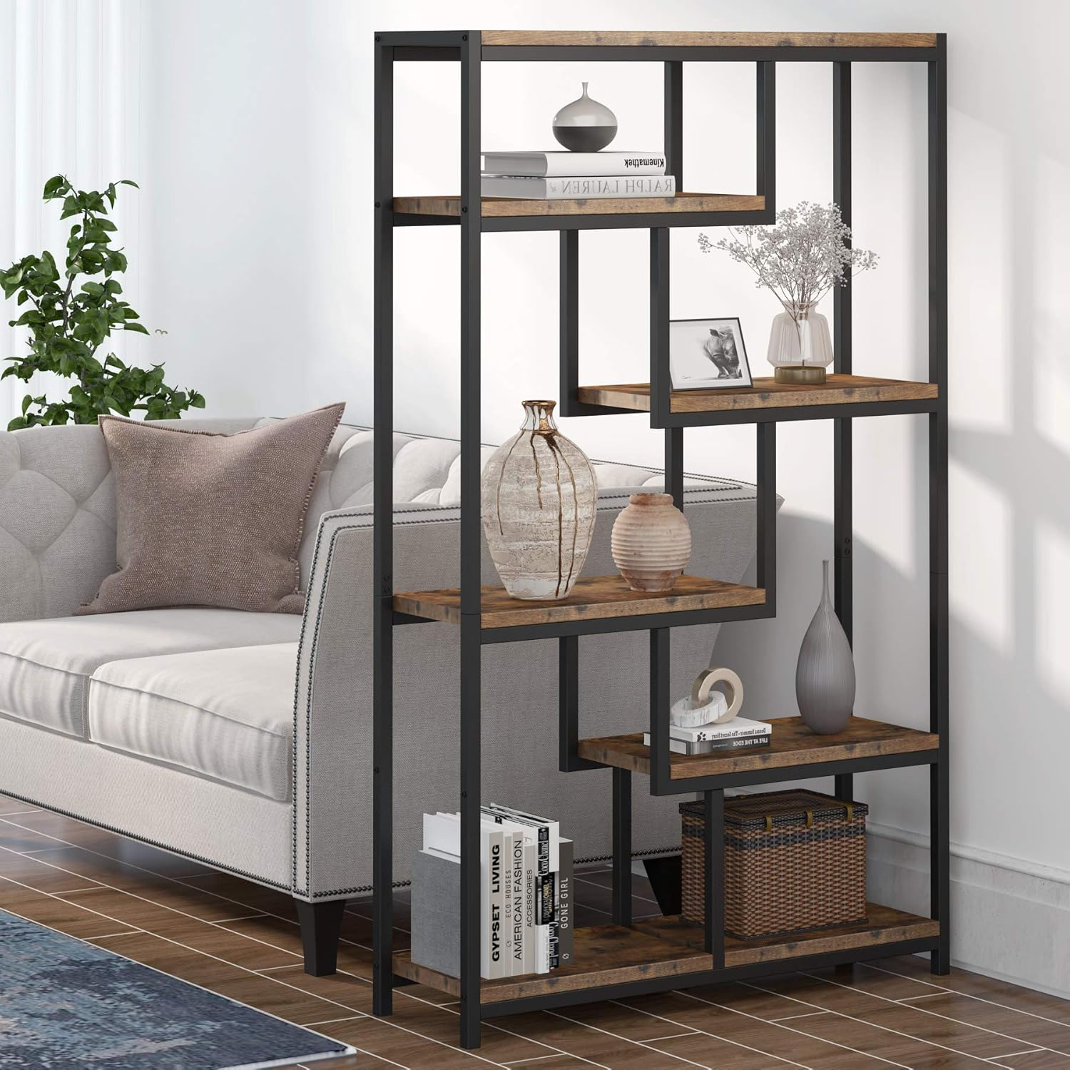 5-stöckiges Bücherregal, freistehendes Bücherregal Etagere