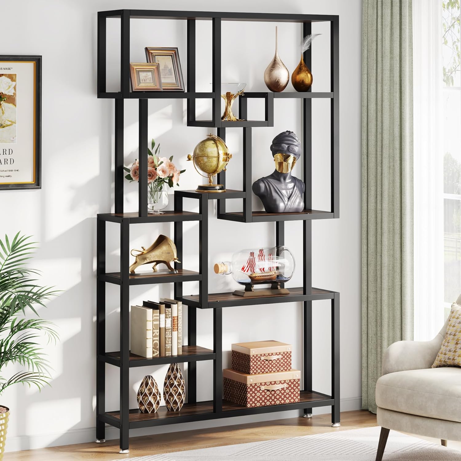 7-stöckiges Bücherregal -180cm hoch Holz Bücherregal