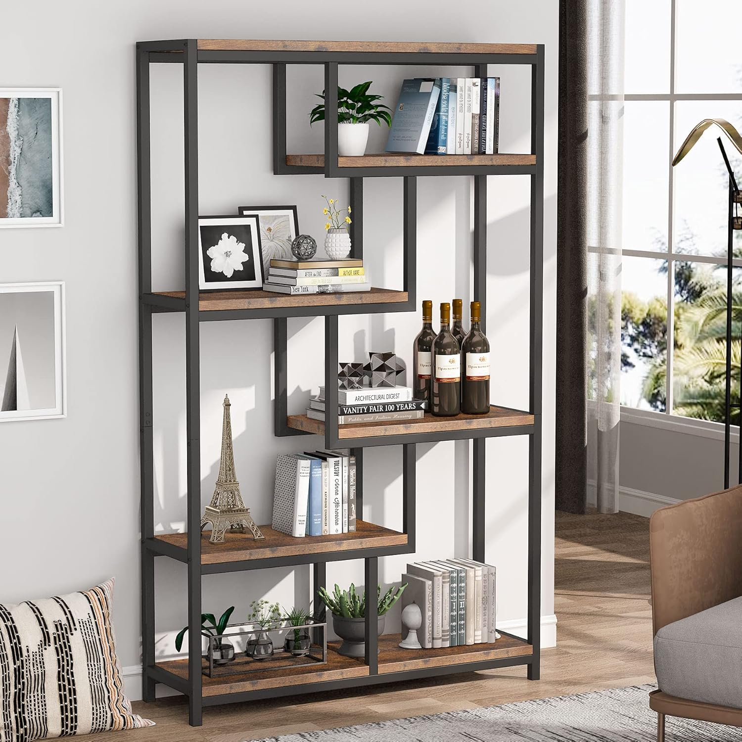 5-stöckiges Bücherregal, freistehendes Bücherregal Etagere