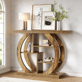 4-stufiger Bauernhaus-Sofatisch aus Holz hinter der Couch 3