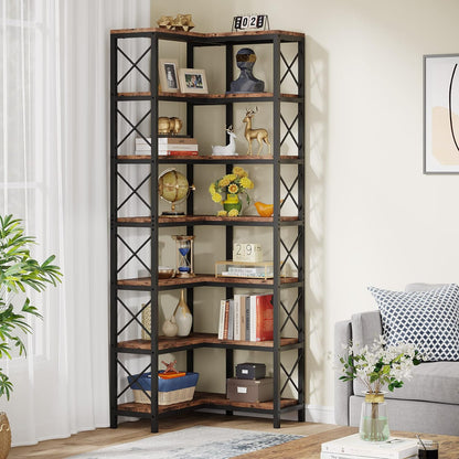 Industrielles Eck-Bücherregal mit Metallrahmen