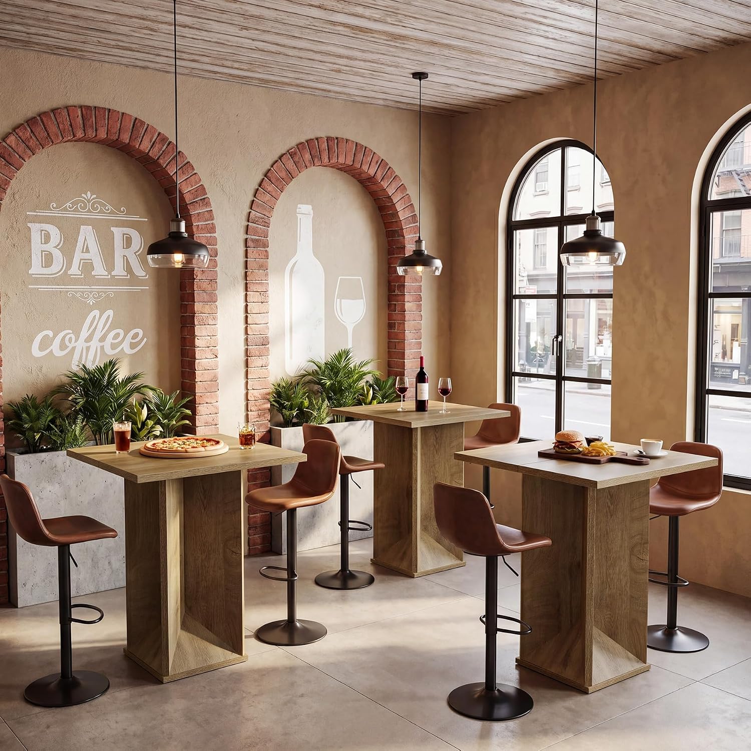 Tribesigns Quadratischer Bartisch 80 cm in Thekenhöhe, moderner Bistrotisch mit Säulenfuß für Küche, Esszimmer & Café