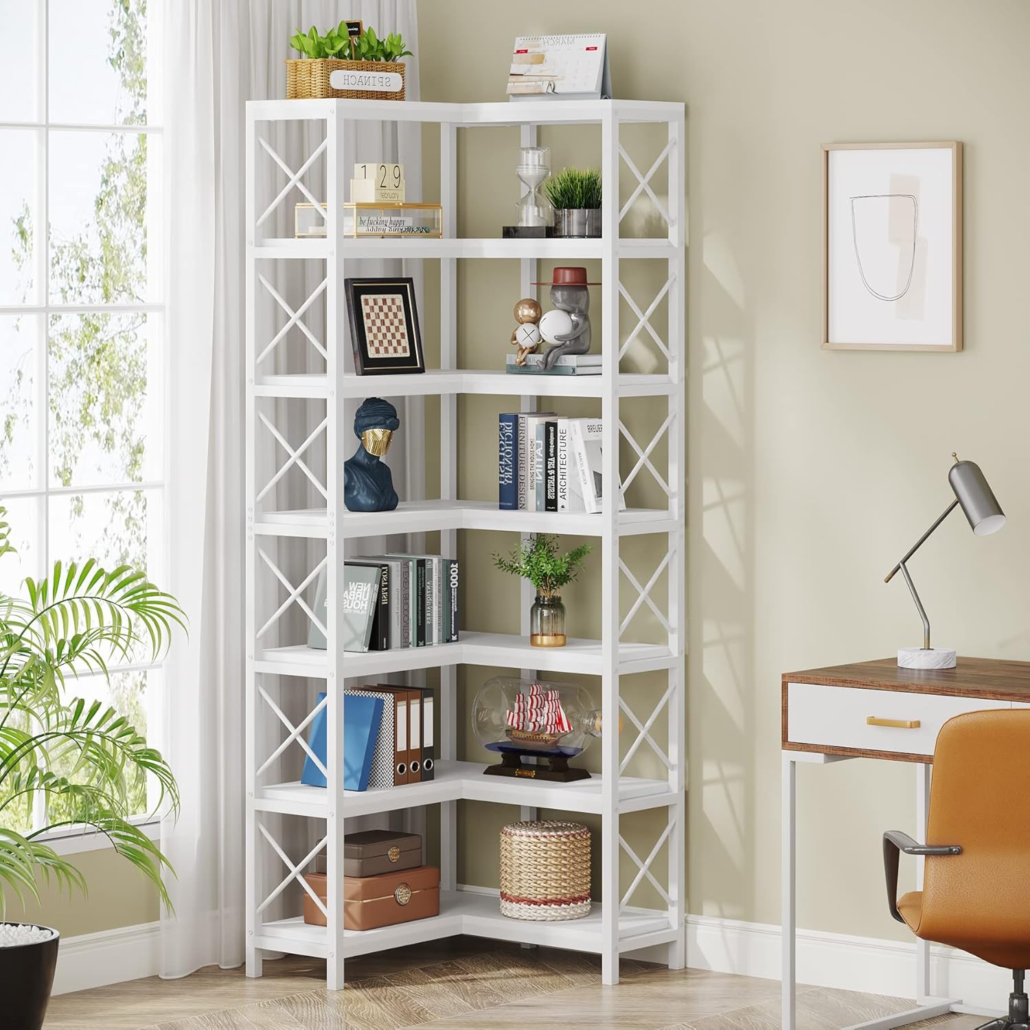 200 cm Industrielles Eck-Bücherregal mit Metallrahmen