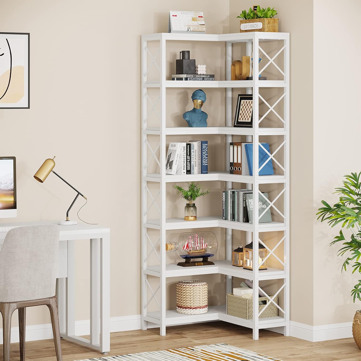 200 cm Industrielles Eck-Bücherregal mit Metallrahmen