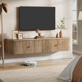 Tribesigns Hängendes TV-Board 140 cm mit 2 Schubladen, Schwebendes Media Board in Holzoptik 3
