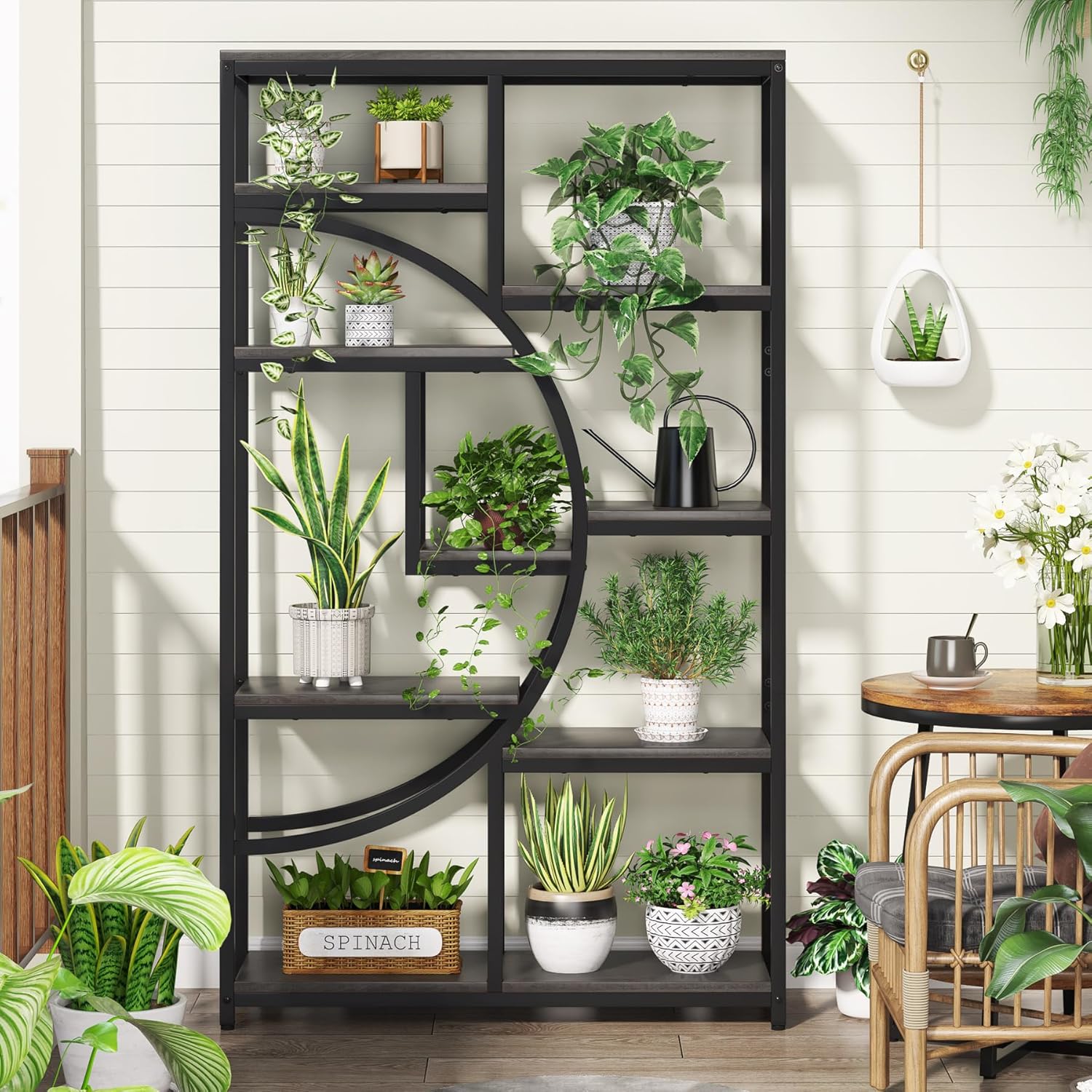 Freistehendes Bücherregal, 175 cm Etagere-Bücherregal mit 9 offenen Regalen