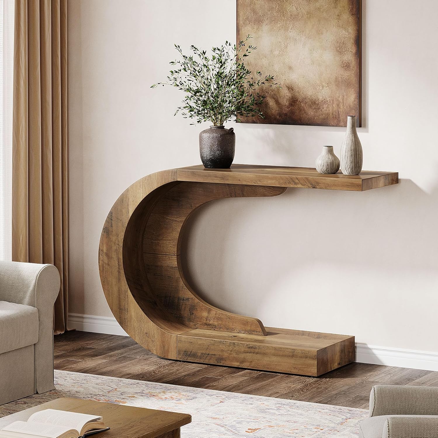 110 cm C-förmiger Mid-Century Modern-Konsolentisch für den Eingangsbereich