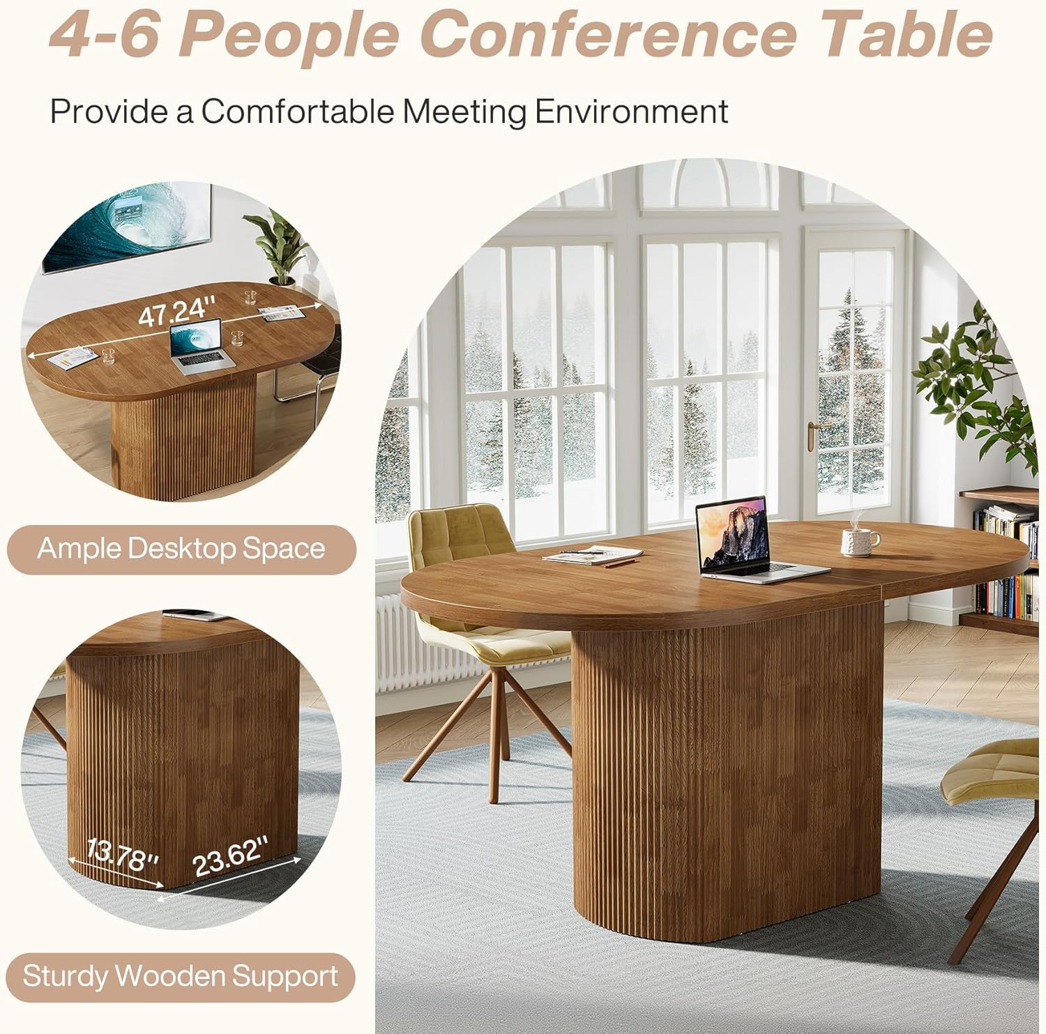 Konferenztisch 120cm - Rustikaler Polygon-Tisch für 4 Personen