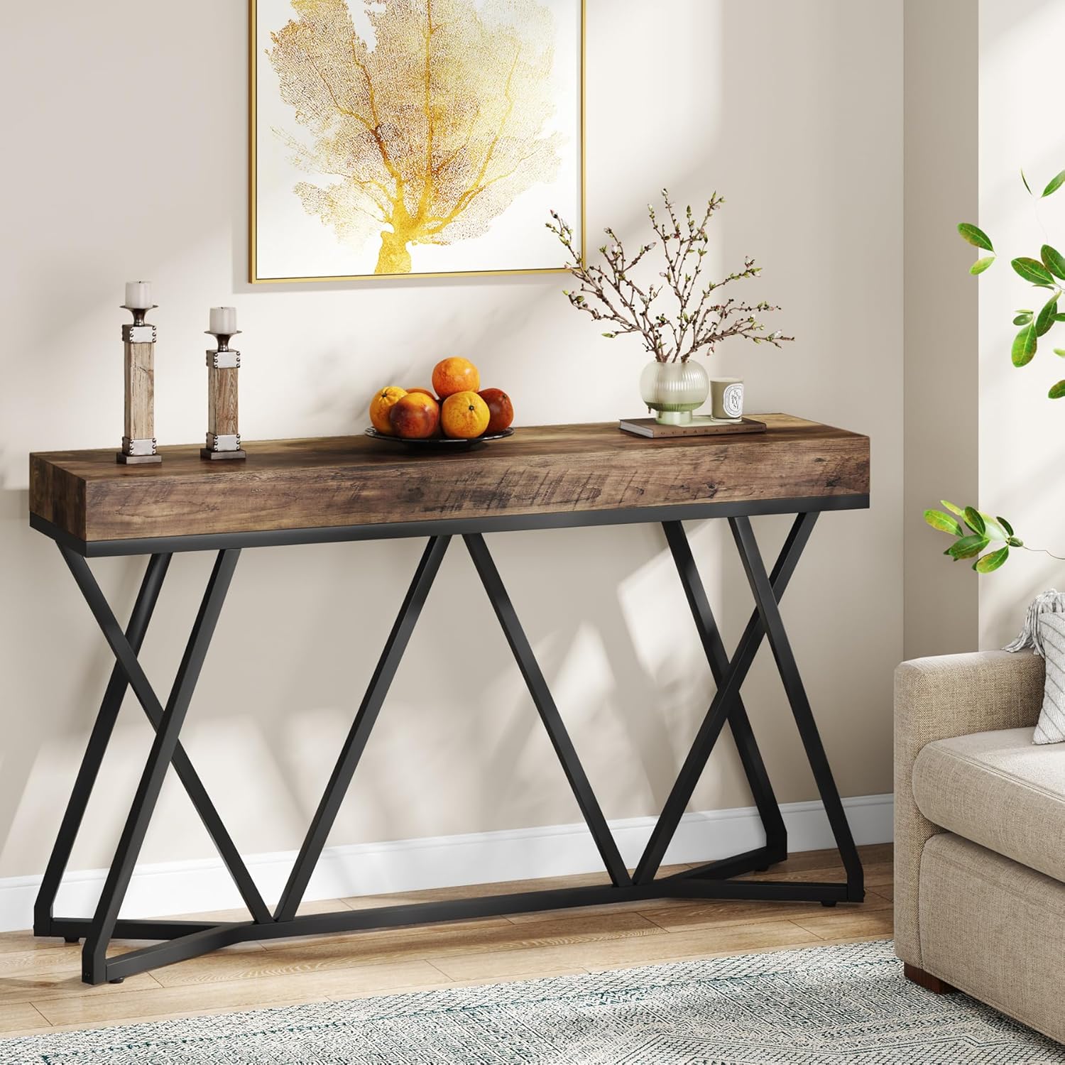 Konsolentisch im Landhausstil, 140cm Sofatisch, Eingangstisch aus Holz