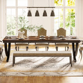 6-8 Personen industriell-Design Esstisch, Tisch Wohnzimmer, Rechteckig, Küchentisch, 3
