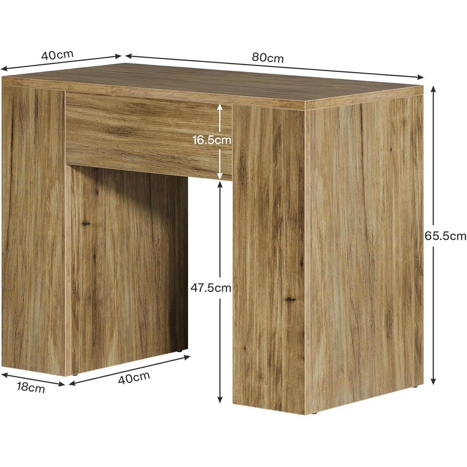 80 cm moderner Beistelltisch, Bauernhaus-Sofa-Beistelltisch mit robustem Sockel