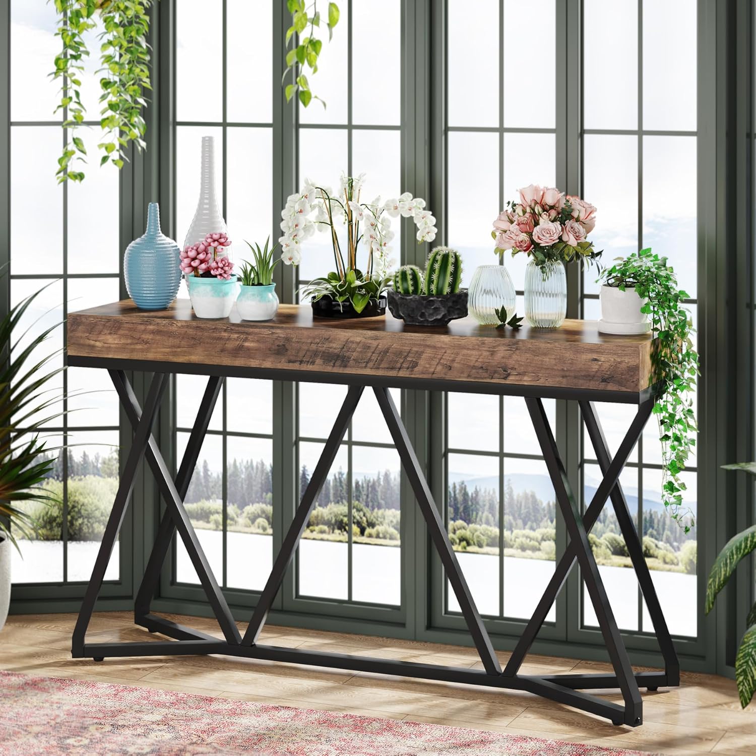 Konsolentisch im Landhausstil, 140cm Sofatisch, Eingangstisch aus Holz