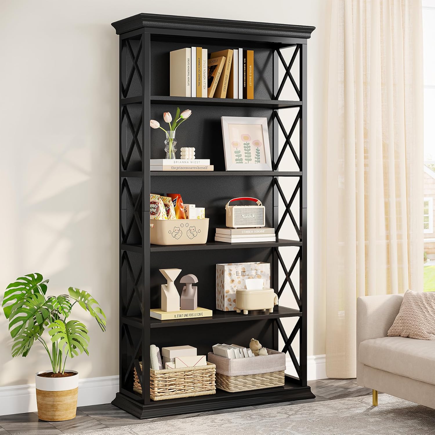 6-stöckiges Bücherregal, 180cm Etagere Bücherregal für das Home Office