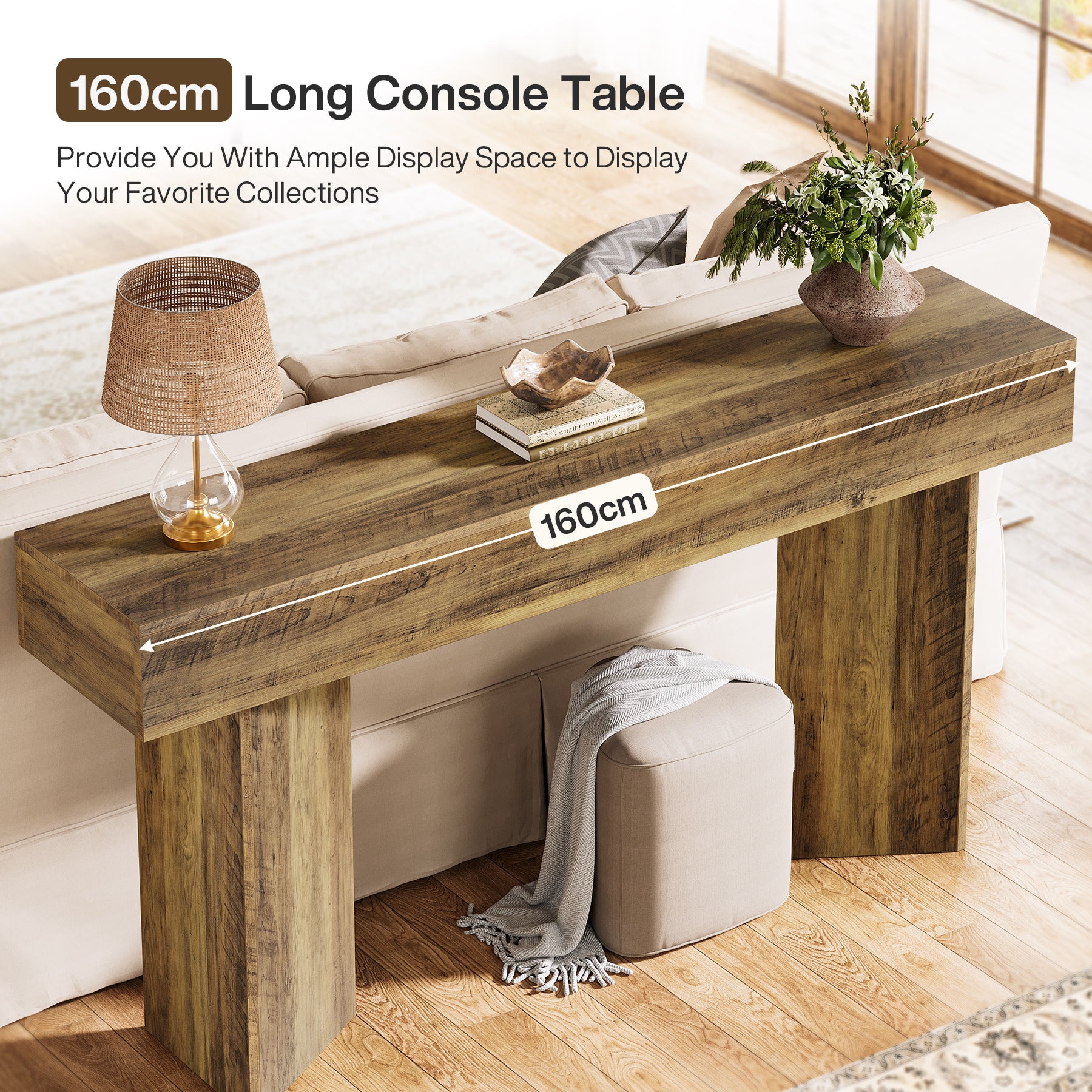 Langer Konsolentisch 160 cm, schmaler Akzenttisch hinter der Couch