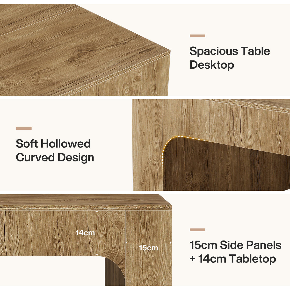 Tribesigns Quadratischer Couchtisch 100 cm im Landhausstil mit geschwungenem Design