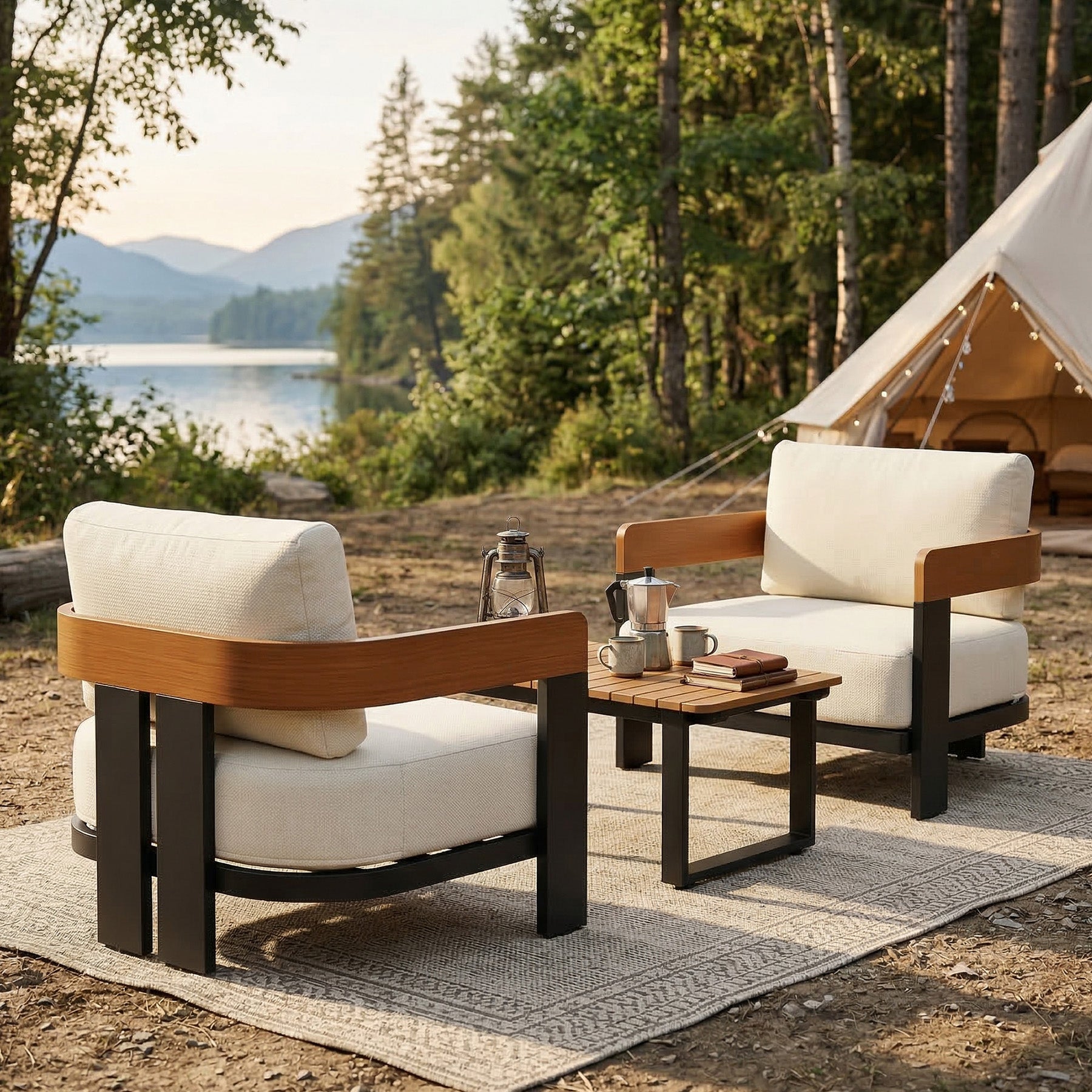 Tribesigns Outdoor Sessel mit Kissen, wetterfester Gartenstuhl mit dicker Sitzpolsterung