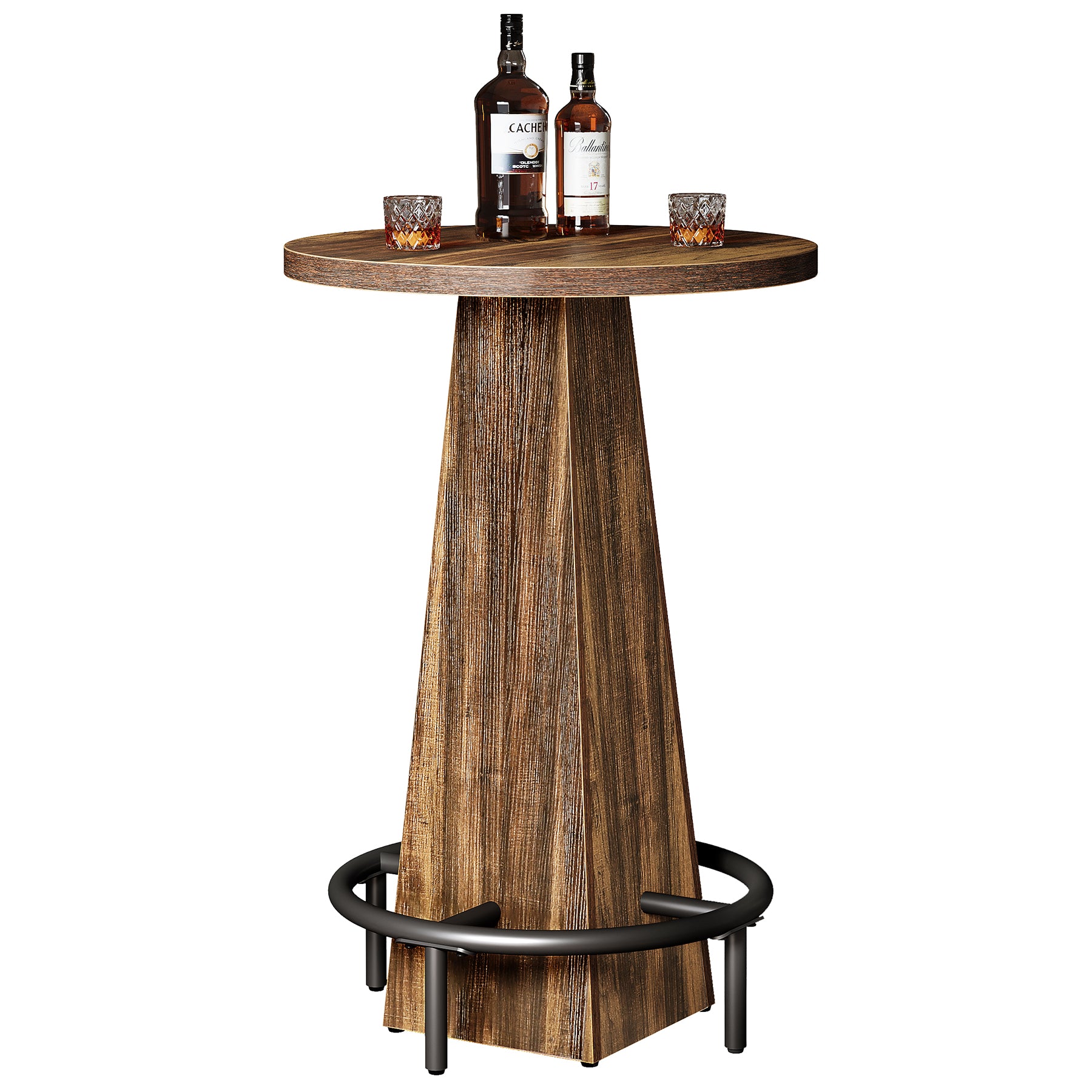 60 cm Runder Bartisch in Stehtischhöhe, Pub- & Bistrotisch für Küche, Esszimmer und Hausbar