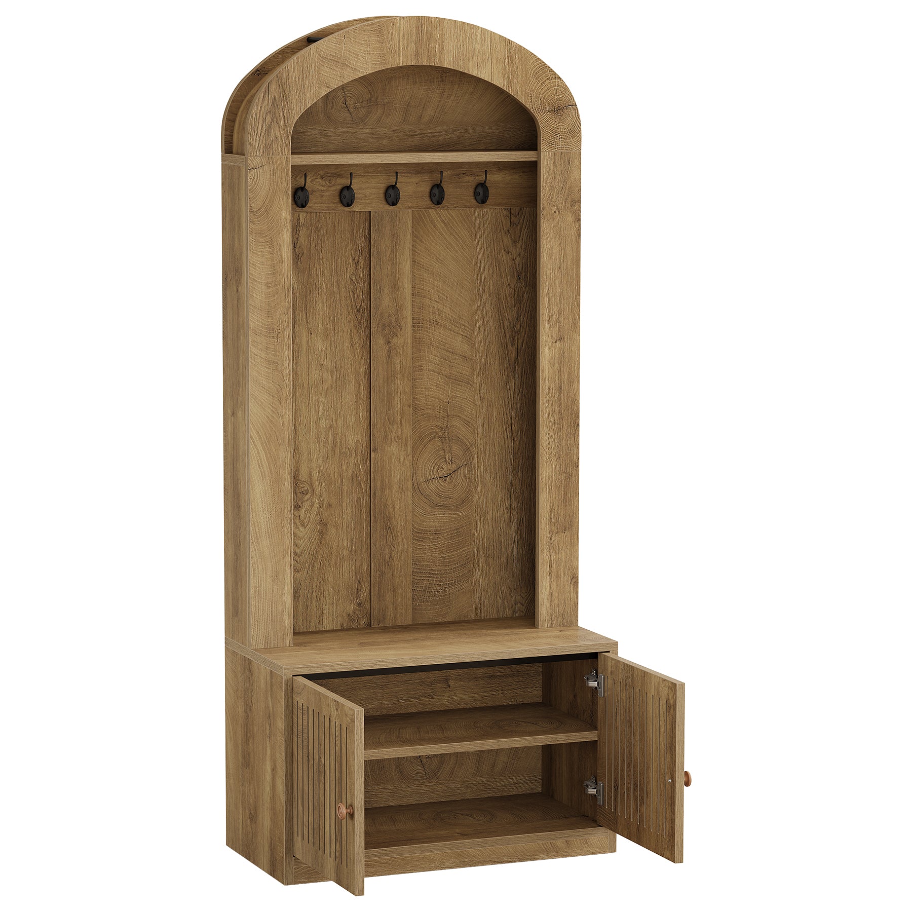 Tribesigns Garderobe mit Sitzbank & Schuhschrank, 180 cm Dielenmöbel mit 5 Haken