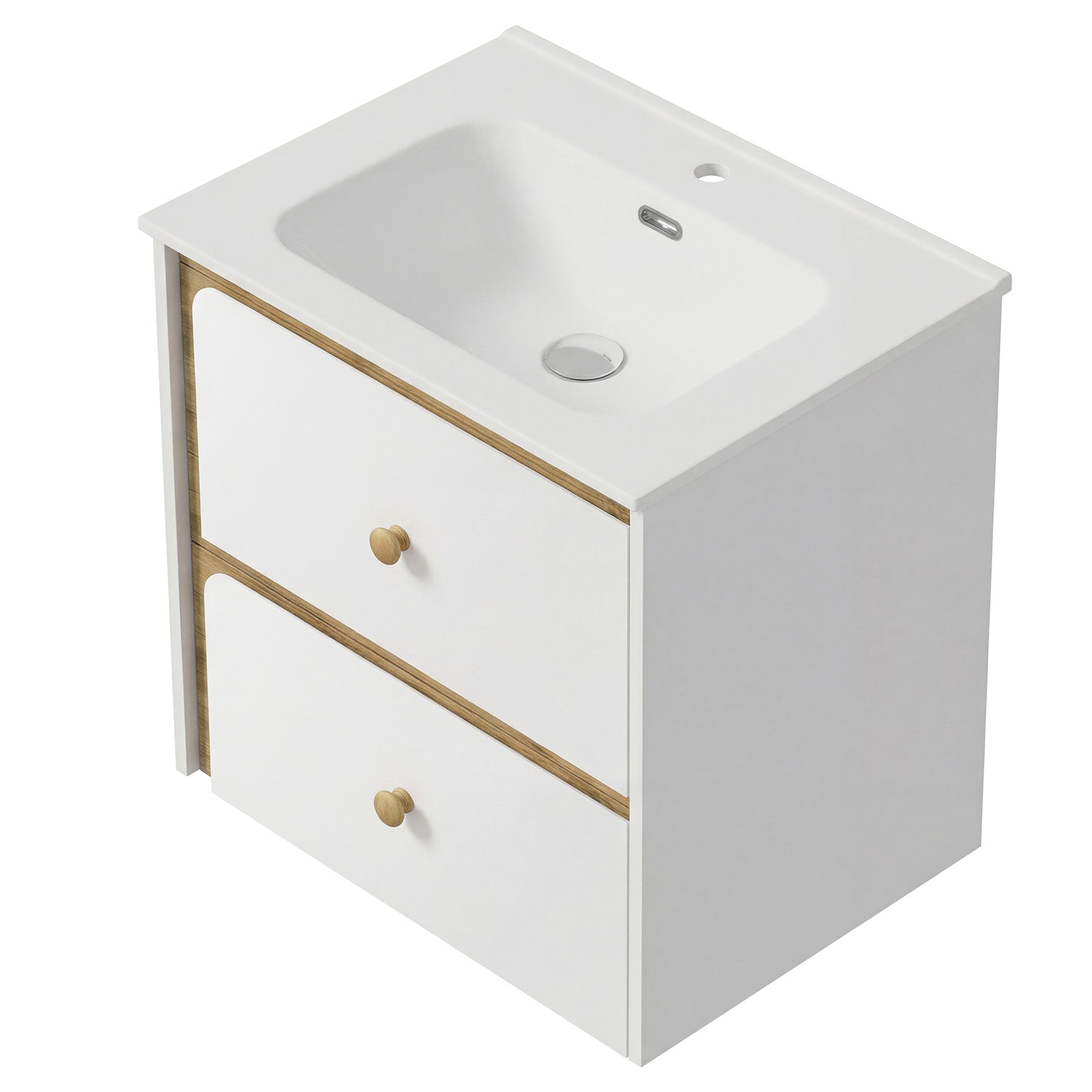 Tribesigns Hängender Waschtisch mit Keramikbecken, Moderner Badschrank wandmontiert mit Soft-Close-Tür