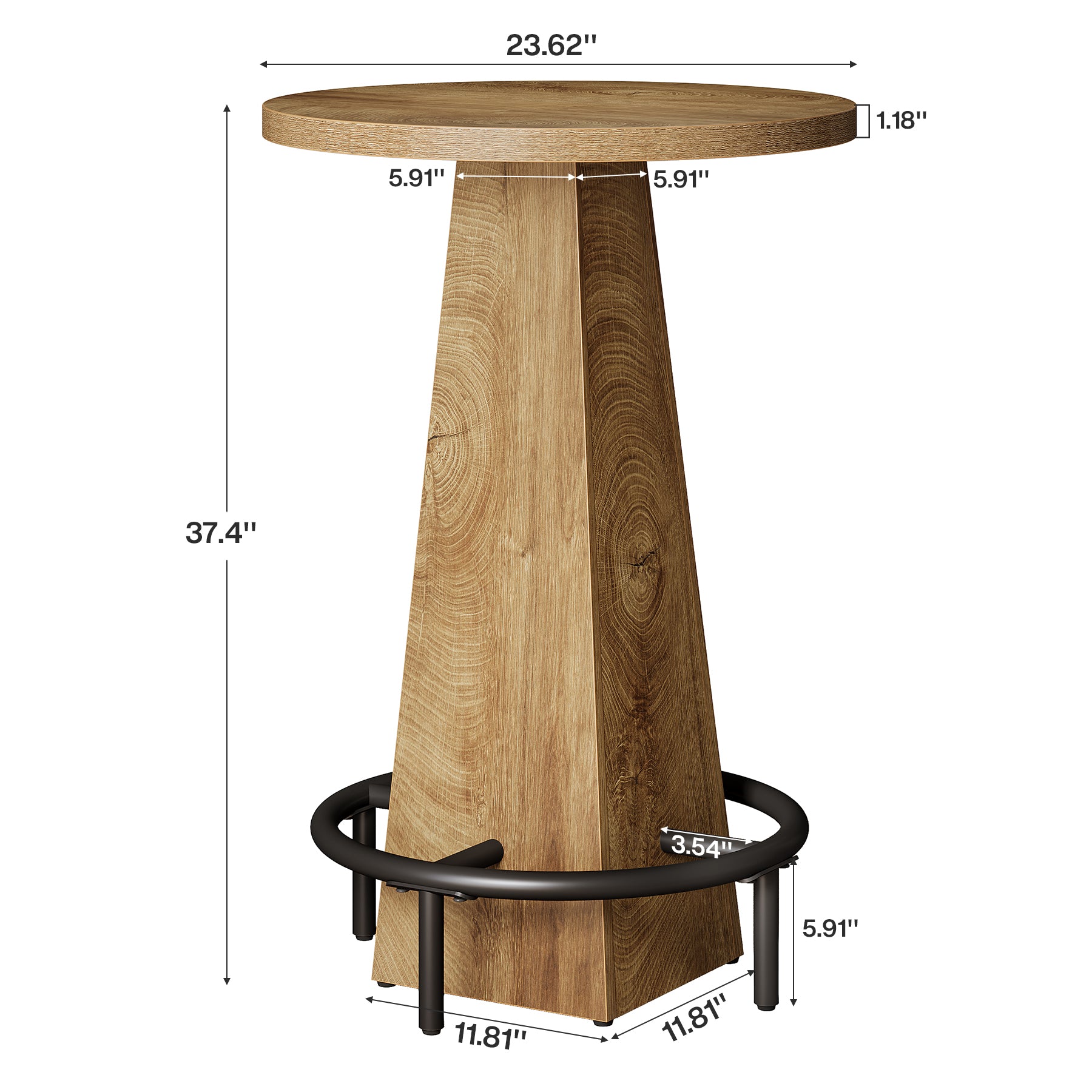 60 cm Runder Bartisch in Stehtischhöhe, Pub- & Bistrotisch für Küche, Esszimmer und Hausbar