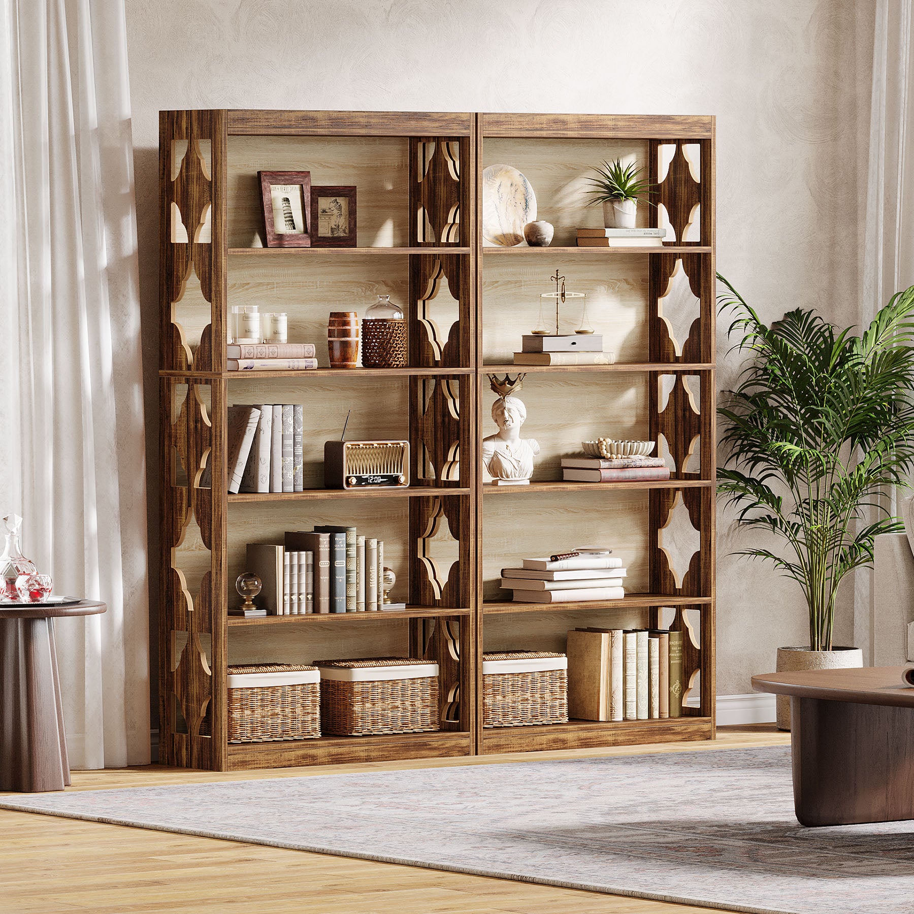 6-stöckiges Bücherregal, 179 cm Bücherregal aus Holz