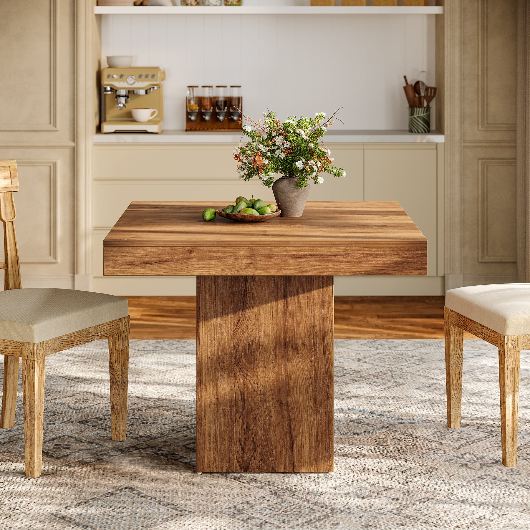 100 cm hoher Esstisch - Quadratischer Küchentisch für 4 Personen mit dicker Platte