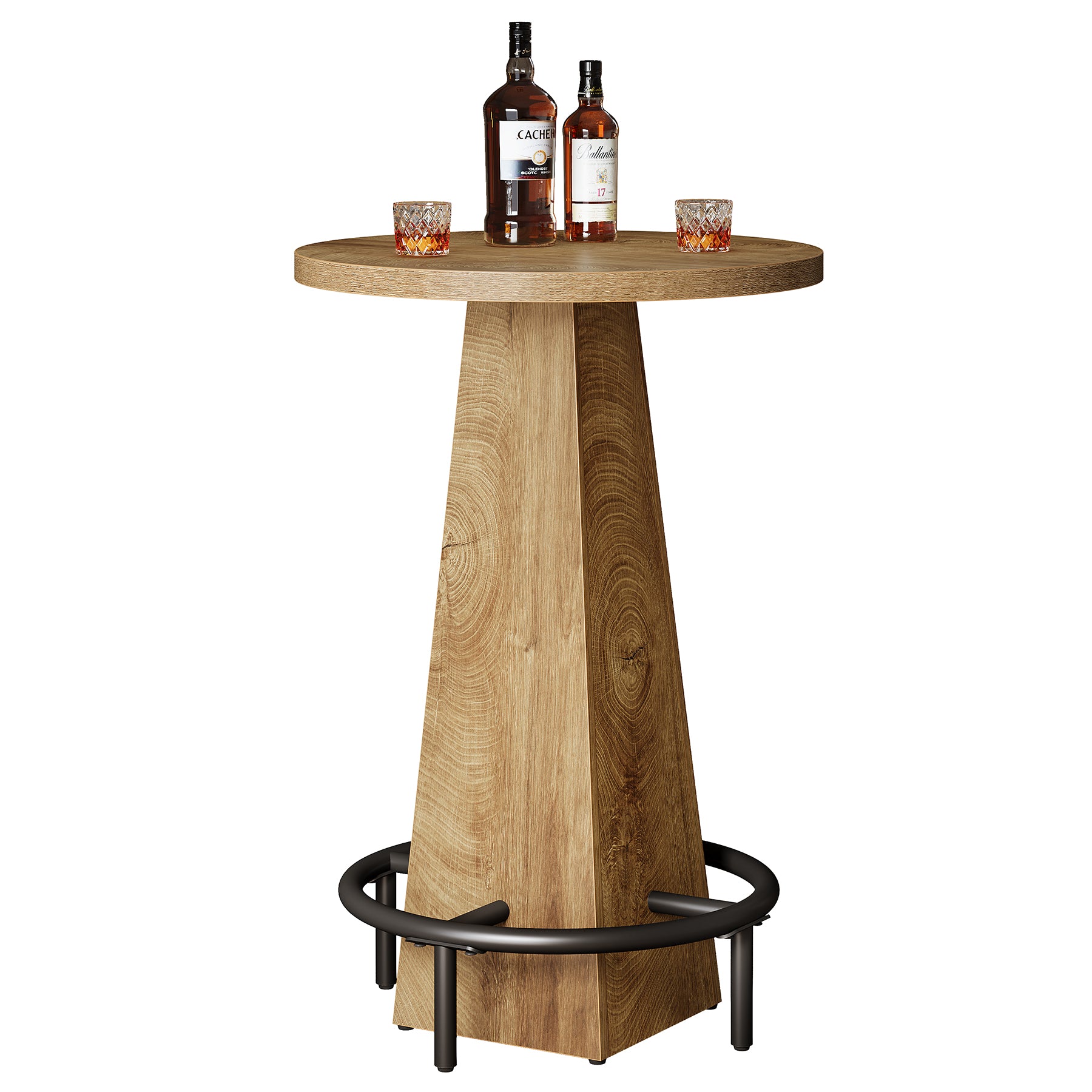 60 cm Runder Bartisch in Stehtischhöhe, Pub- & Bistrotisch für Küche, Esszimmer und Hausbar