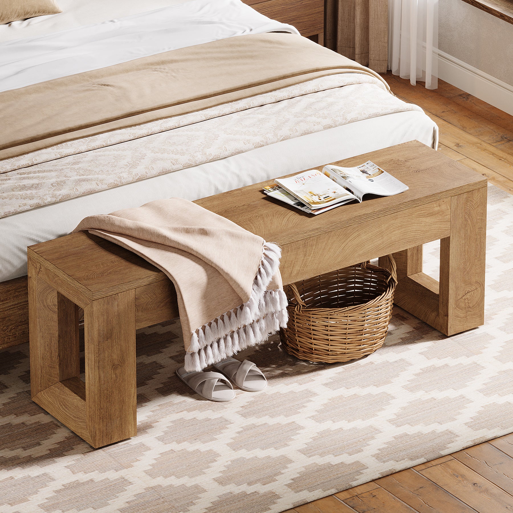 Tribesigns 120 cm Sitzbank im Landhausstil, Esszimmerbank & Schlafzimmerbank aus MDF