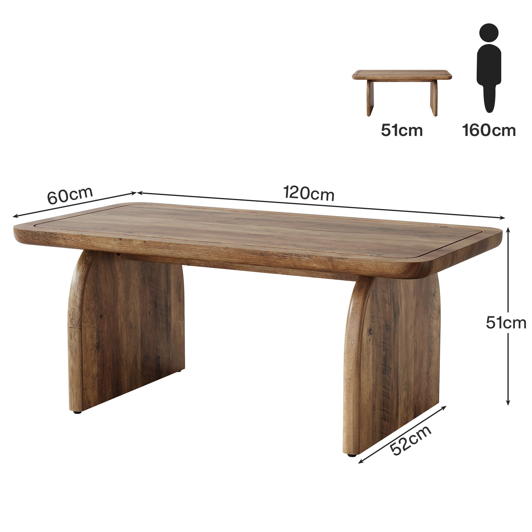 120 cm Couchtisch, Bauernhaus-Mitteltisch, niedriger Cocktail-Teetisch
