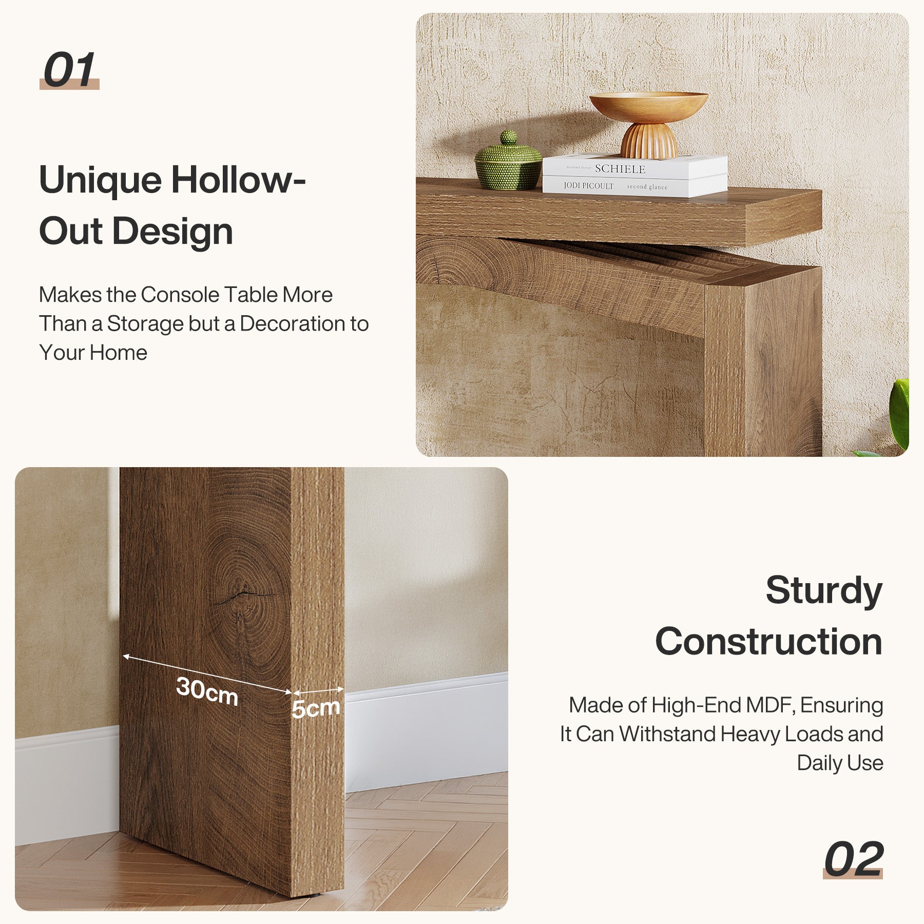 Tribesigns Konsolentisch 100 cm schmal, Flurtisch im Landhausstil mit modernem Design