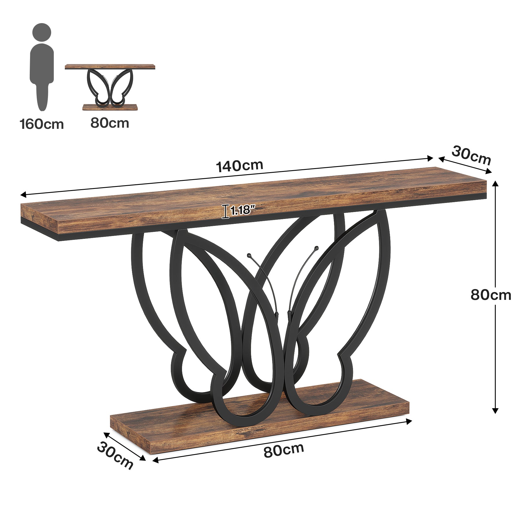Bauernhaus Konsolentisch, Schmetterling Metallrahmen für Flur, Wohnzimmer, Eingang