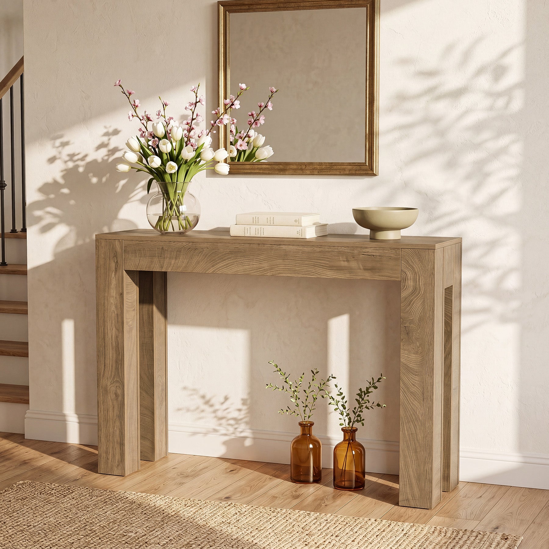 Tribesigns 105 cm Landhaus-Konsolentisch, Schmaler Holz-Flurtisch für Eingangsbereich & Sofa