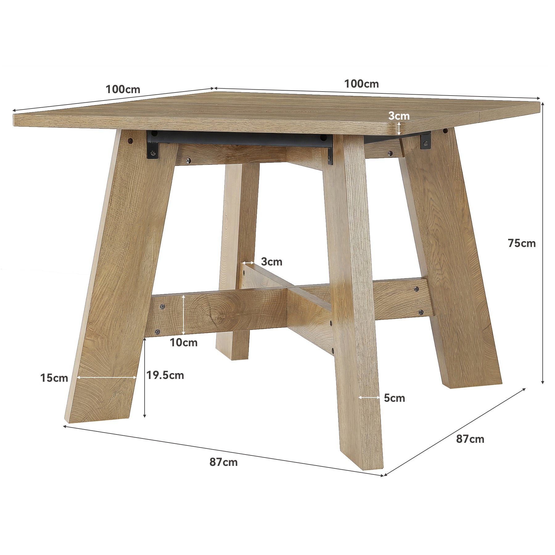Tribesigns Quadratischer Esstisch 100x100 cm für 4–6 Personen, Platzsparender Küchentisch mit Sockelfuß