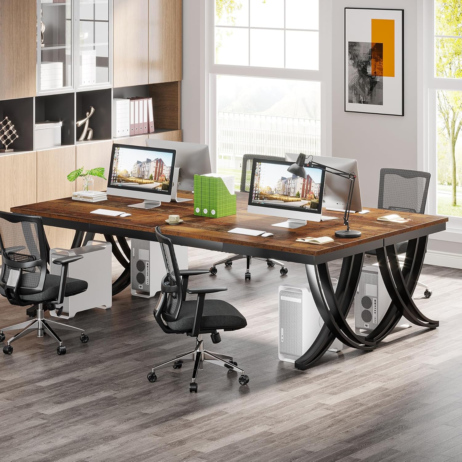 200 cm Doppelter Langer Schreibtisch, Schreibtisch, Computertisch, für Home Office