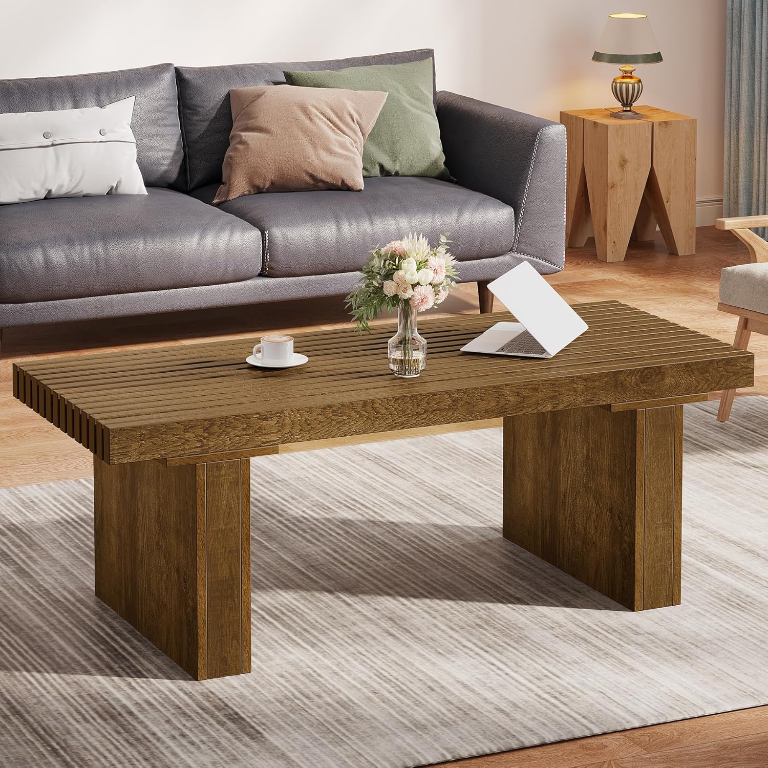 120 cm moderner rechteckiger Couchtisch, Cocktailtisch
