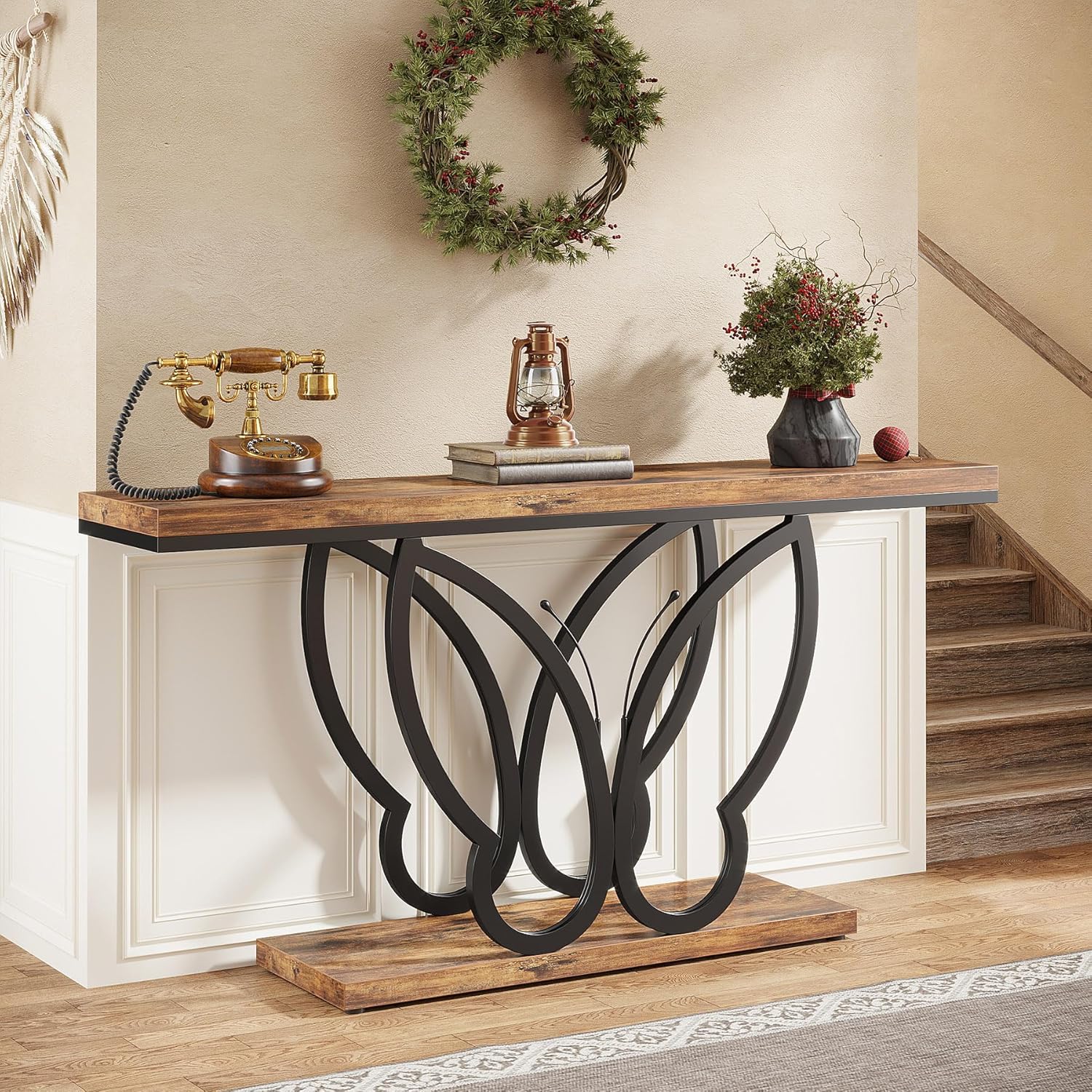 Bauernhaus Konsolentisch, Schmetterling Metallrahmen für Flur, Wohnzimmer, Eingang