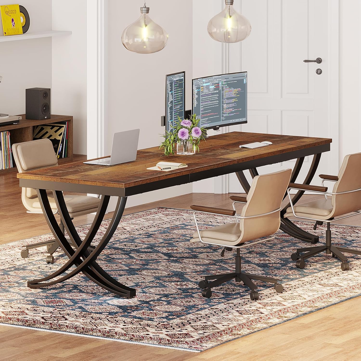 200 cm Doppelter Langer Schreibtisch, Schreibtisch, Computertisch, für Home Office