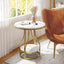 End Table, Round 2-Tier Sofa Side Table with Metal Frame Tribesigns