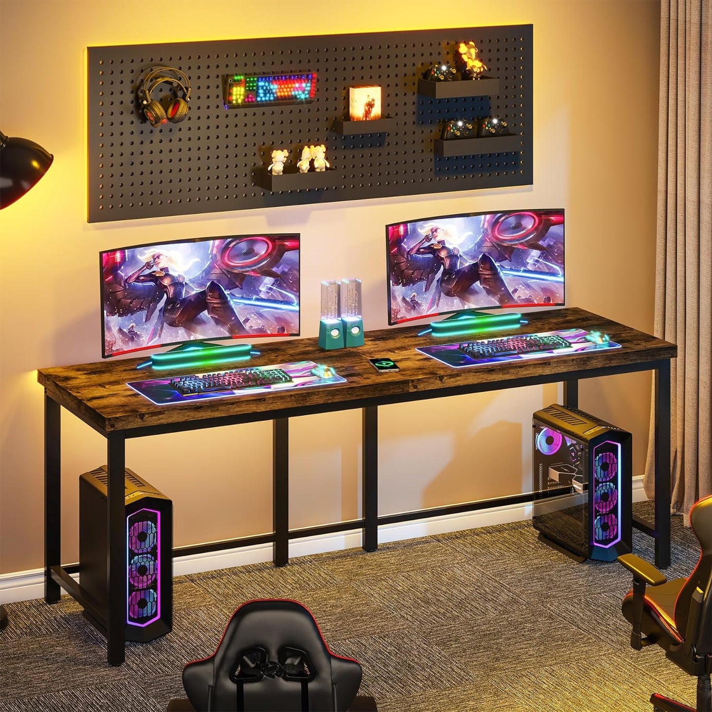 Doppelschreibtisch, Bürotisch für Arbeitszimmer, Schlafzimmer, Home Office